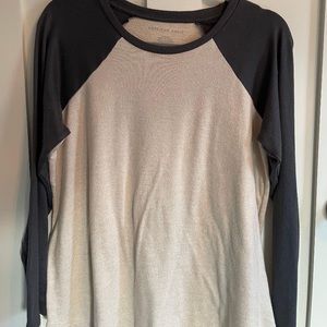 White shirt grey long sleeve tee